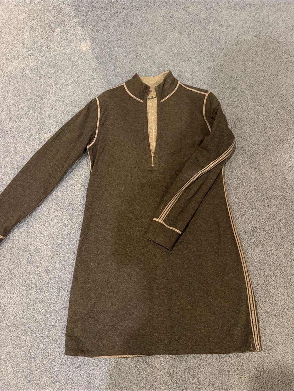 Tommy Bahama Flannel Gray Half-Zip Dress with Contrast Trim